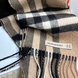 Authentic Burberry Classic Check Cashmere Scarf – Archive Beige Plaid